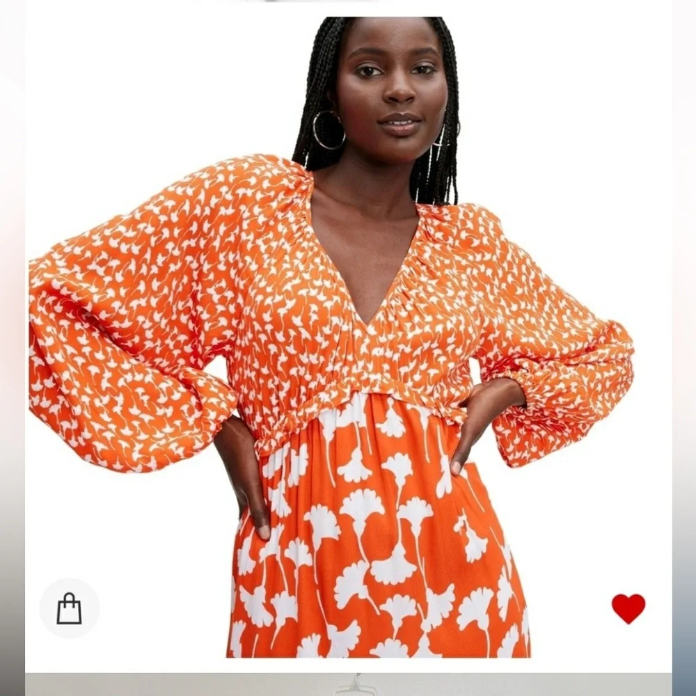Diane Von Furstenberg✨Orange and White Maxi Dress - Picture 2 of 4